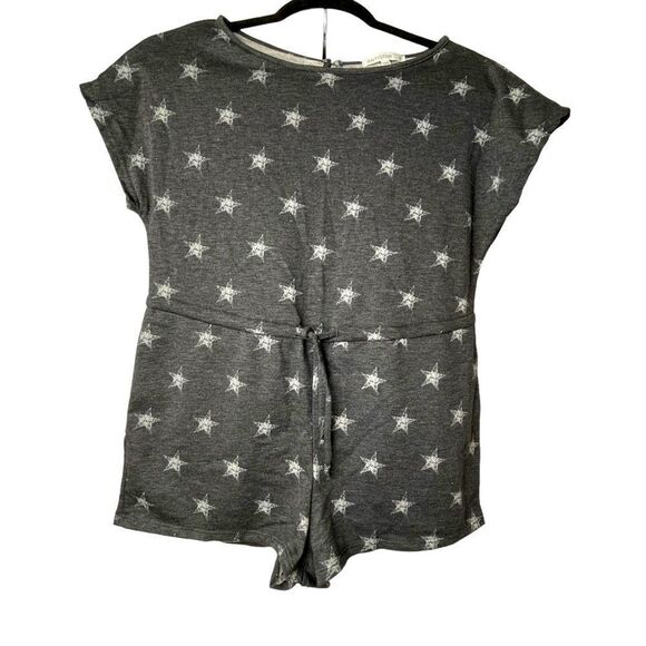 Antistar Solid Gray Shoer Sleeve Romper Round Neck Star pattern with pockets S - Picture 1 of 11